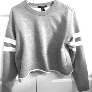 Grey forever 21 cropped sweatshirt